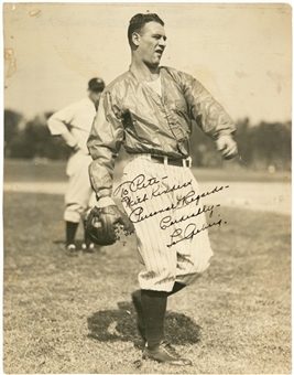 Lou Gehrig Signed and Inscribed 7" x 9" Original PSA Type I Photograph (Beckett NM-MT 8 & JSA)